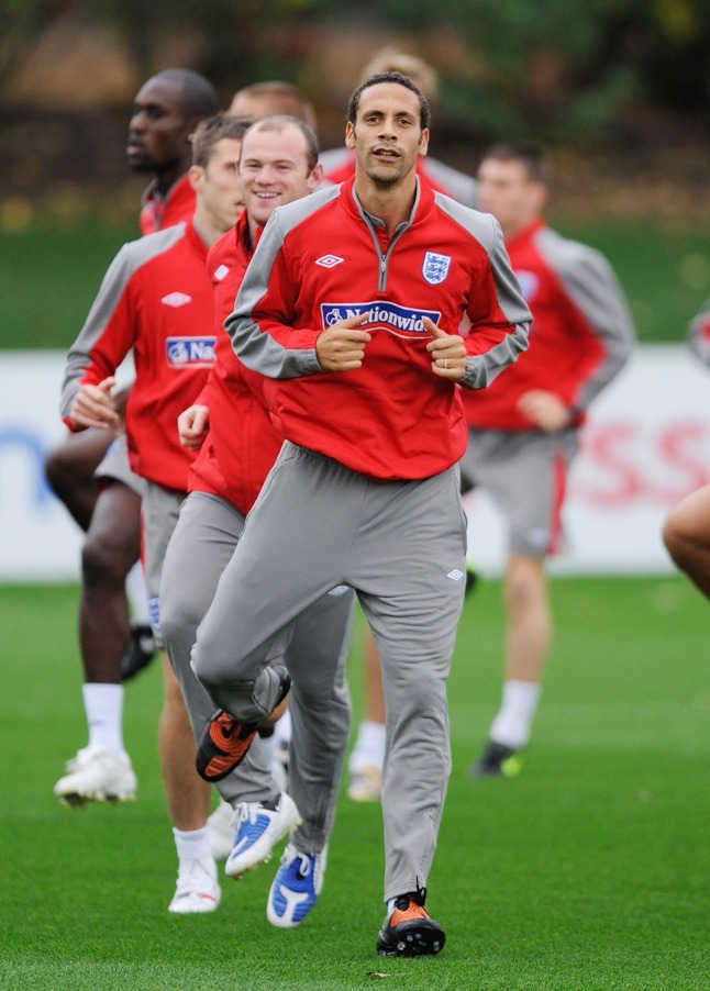 Rio Ferdinand in training for England